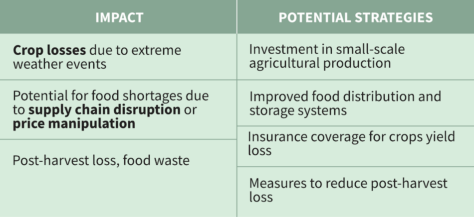 Food Security Concerns – Table