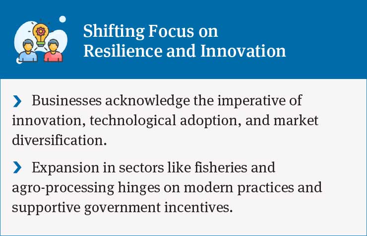 Business Resilience and Innovation: Technology Adoption, Market Diversification, and Government Incentives in the Fisheries and Agro-Processing Sectors